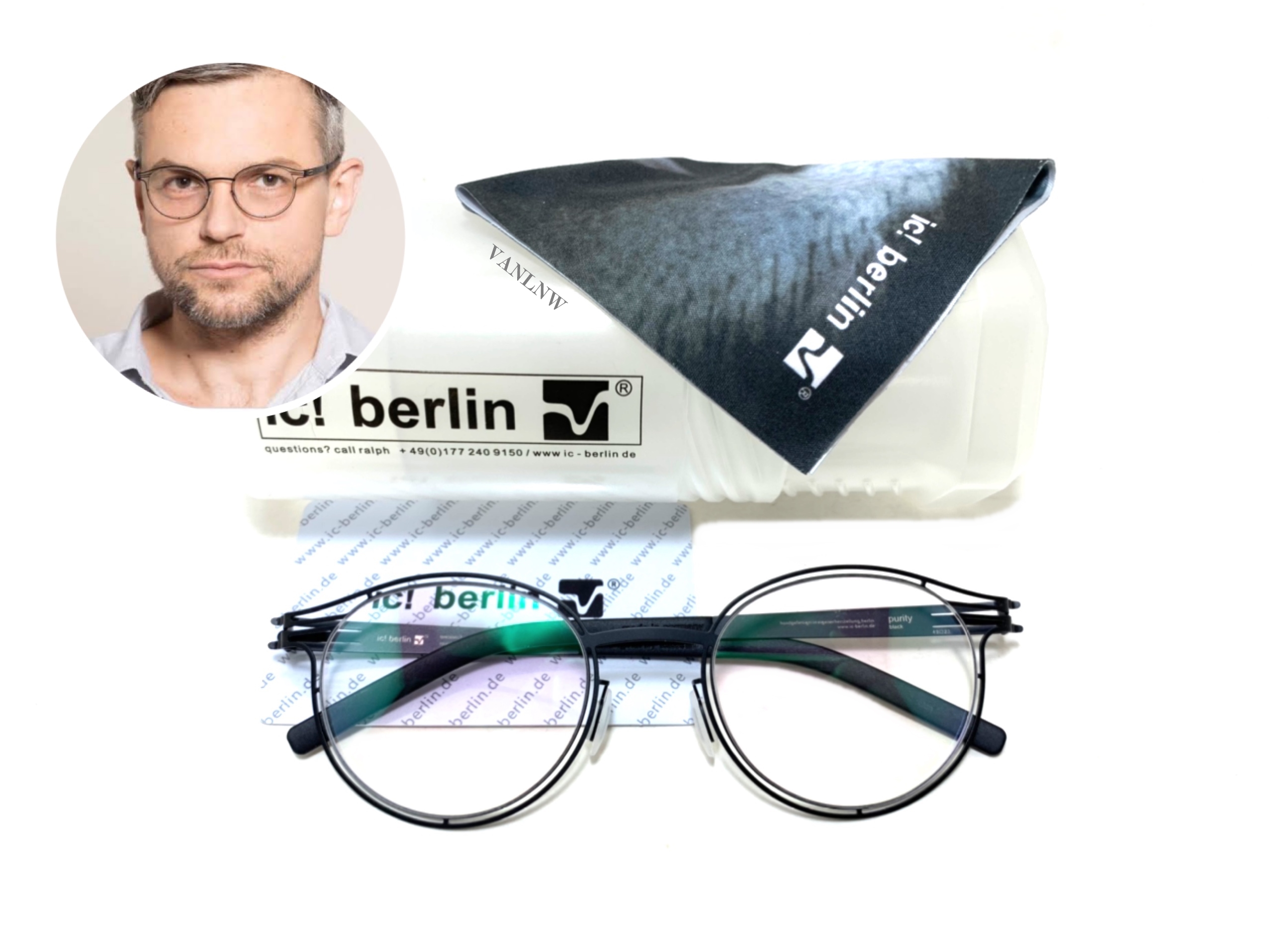 แว่นสายตา ic berlin purity black ขนาด 49-23 mm. <ดำ>