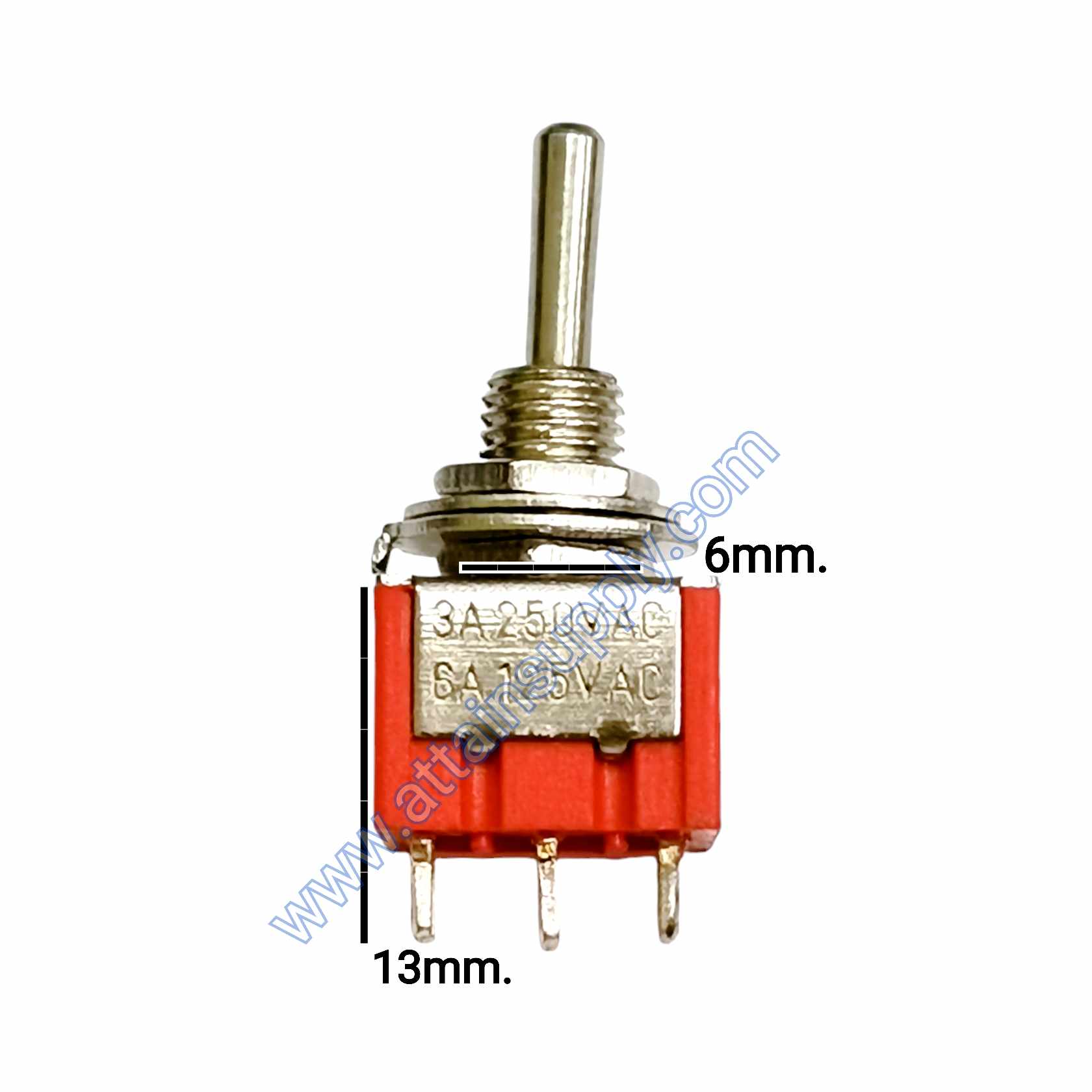 สวิทช์โยก ON-OFF-ON 6ขา/รุ่นเล็ก สีแดง