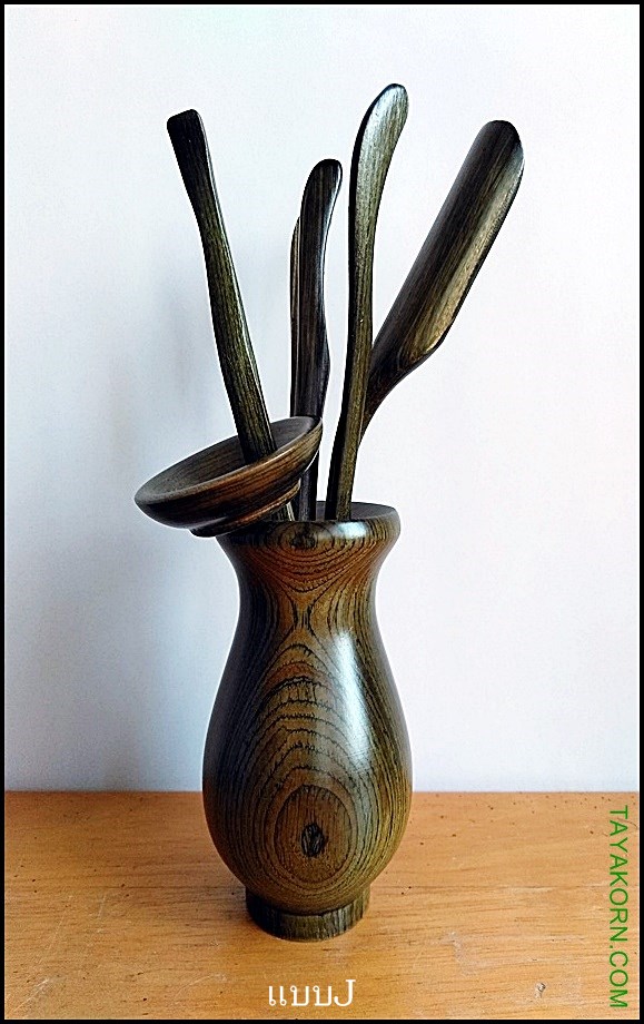 อุปกรณ์ชงชาจีนไม้แท้ (สีเขียว) อุปกรณ์ 5 ชิ้น Green Chinese TeaTools TKTT-882