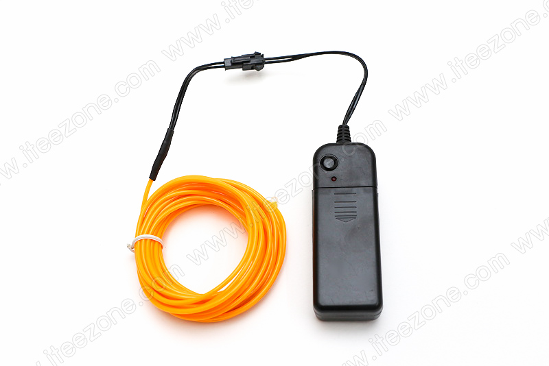 EL Wire 5 เมตร + รางถ่าน AA 2 ก้อน / สีเหลือง