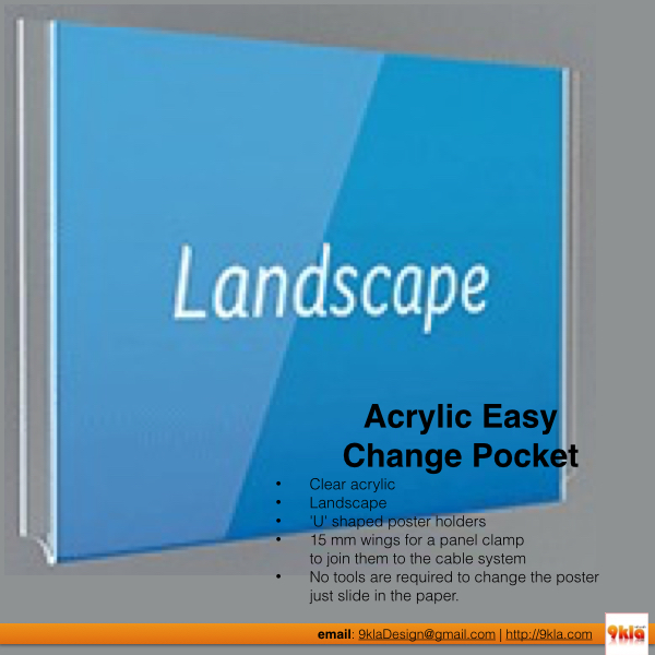 A4 ป้ายโปสเตอร์ ชุดสลิง แบบตัว U แนวนอน [A4 Easy Access Poster Pocket for Cable Display - Landscape] ใส ชิ้น