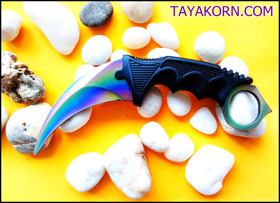 มีดซ้อมควง คารัมบิตเรนโบว์อีเกิ้ลคลอ( Eagle Claw ) Rainbow Eagle Claw Karambit TRAINER Knife TKKB-BS7779TR