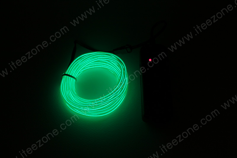 EL Wire 5 เมตร + รางถ่าน AA 2 ก้อน / สีเขียวเข้ม