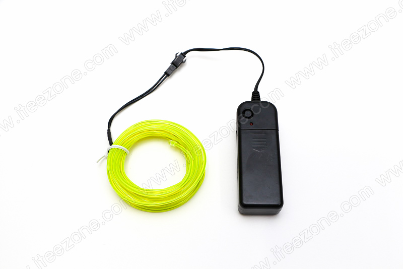 EL Wire 5 เมตร + รางถ่าน AA 2 ก้อน / สีเขียวมะนาว