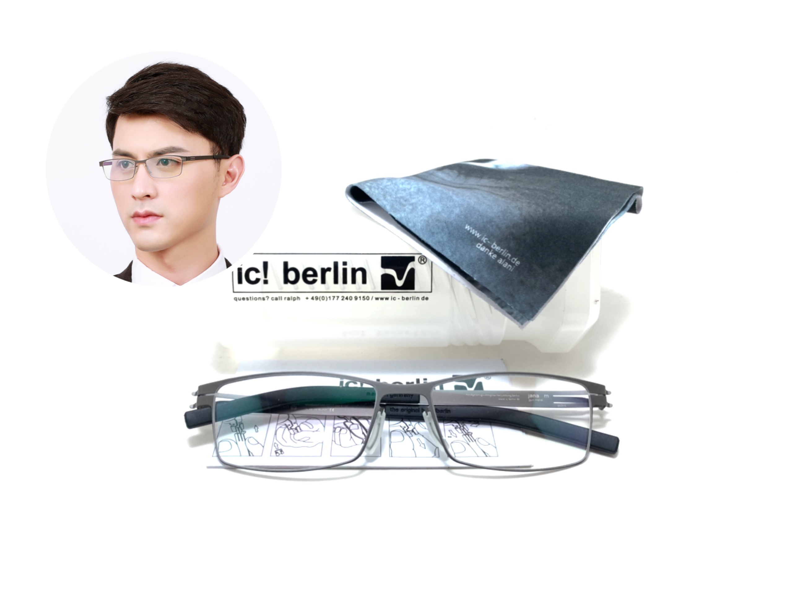 แว่นสายตา ic berlin model jana m. gun metal 55-16 <กันเมทัล>