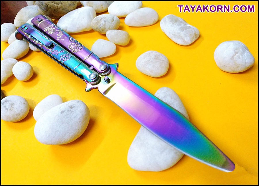 มีดซ้อมควง เรนโบว์ฟิชบาลิซอง Rainbow Fish Balisong Trainer Knife TKBS-RF8TR
