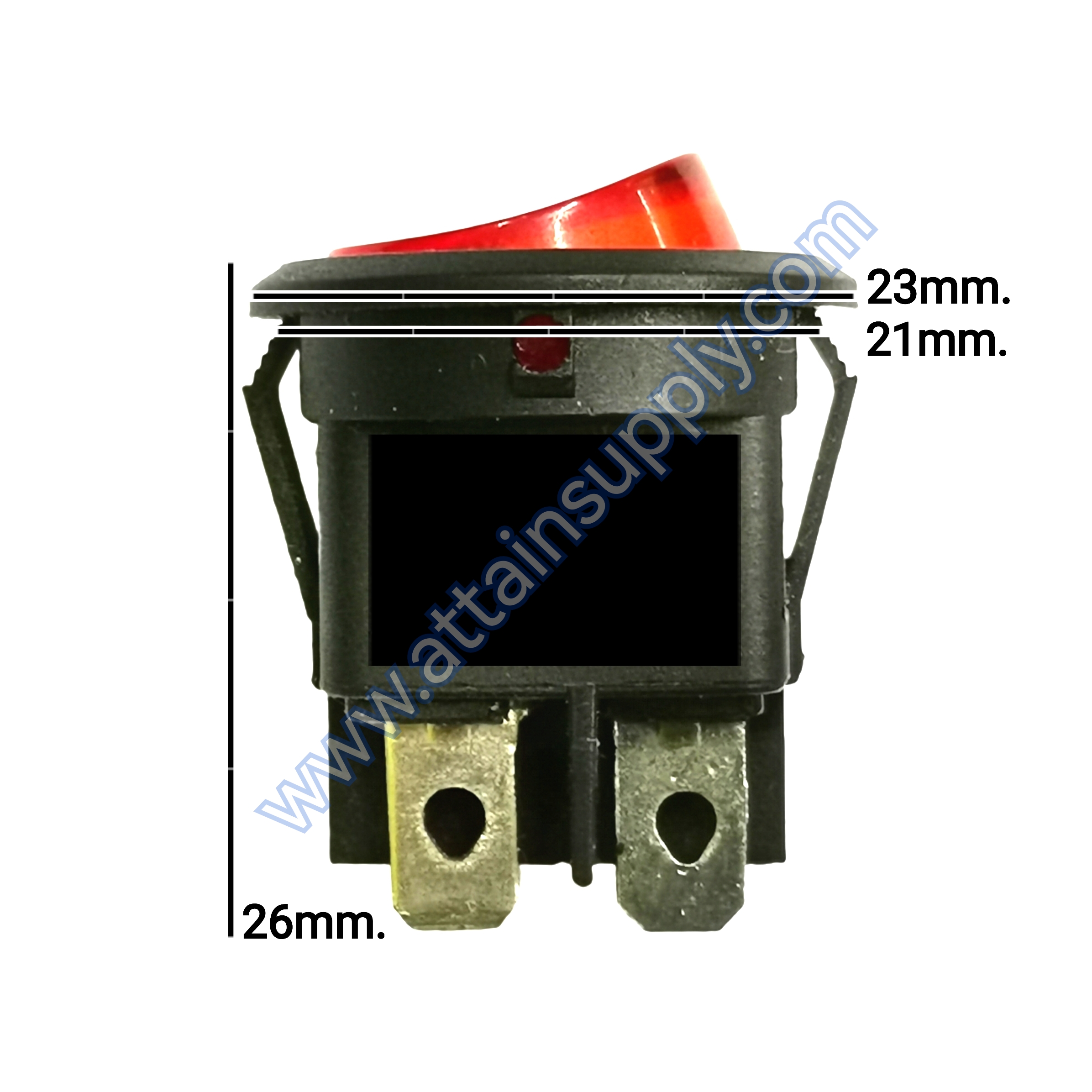 สวิทช์ IO กลม-ไฟเต็ม 220V./4ขา มีไฟ-สีแดง