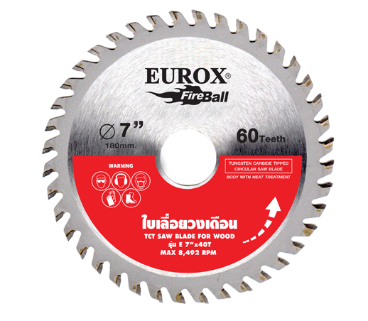 ใบเลื่อยวงเดือน EUROX 7"x 60T