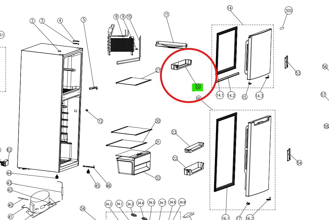 DOOR RACK #26 ตู้เย็น HAIER รหัส 0530061269 ของแท้ ใหม่ มือ 1