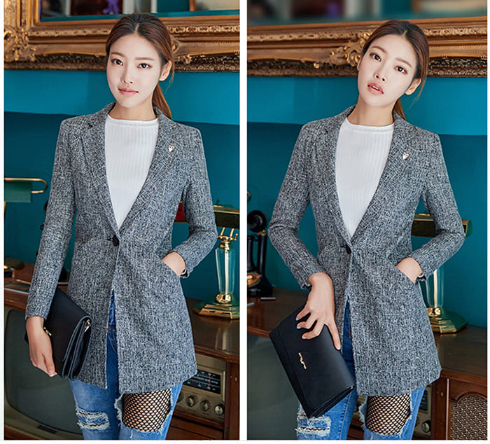 สูทผู้หญิง มีน้ำหนัก กระเป๋าหน้า พร้อมส่ง 2XL*แถมเข็มกลัด