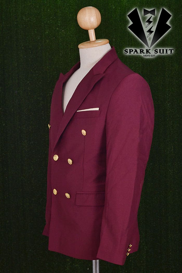 สูทชาย,ชุดสูท สีแดงไวน์ กระดุม 6 เม็ด พร้อมส่ง 2XL