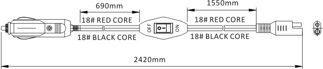 คีบแบตปั๊มน้ำ ยาว 2.42 เมตร Type A ( ต่อกับที่จุดบุหรี่ )