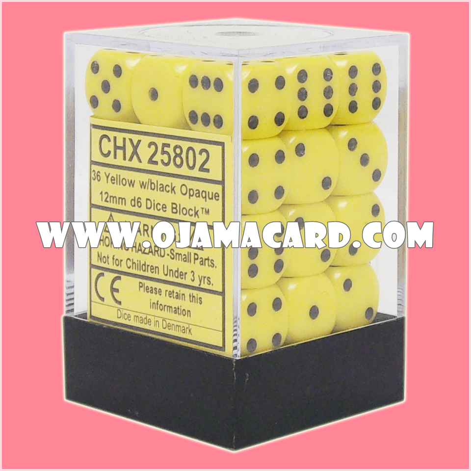 Chessex 12MM D6 Dice Block — Opaque : Yellow / Black「1 Dice」