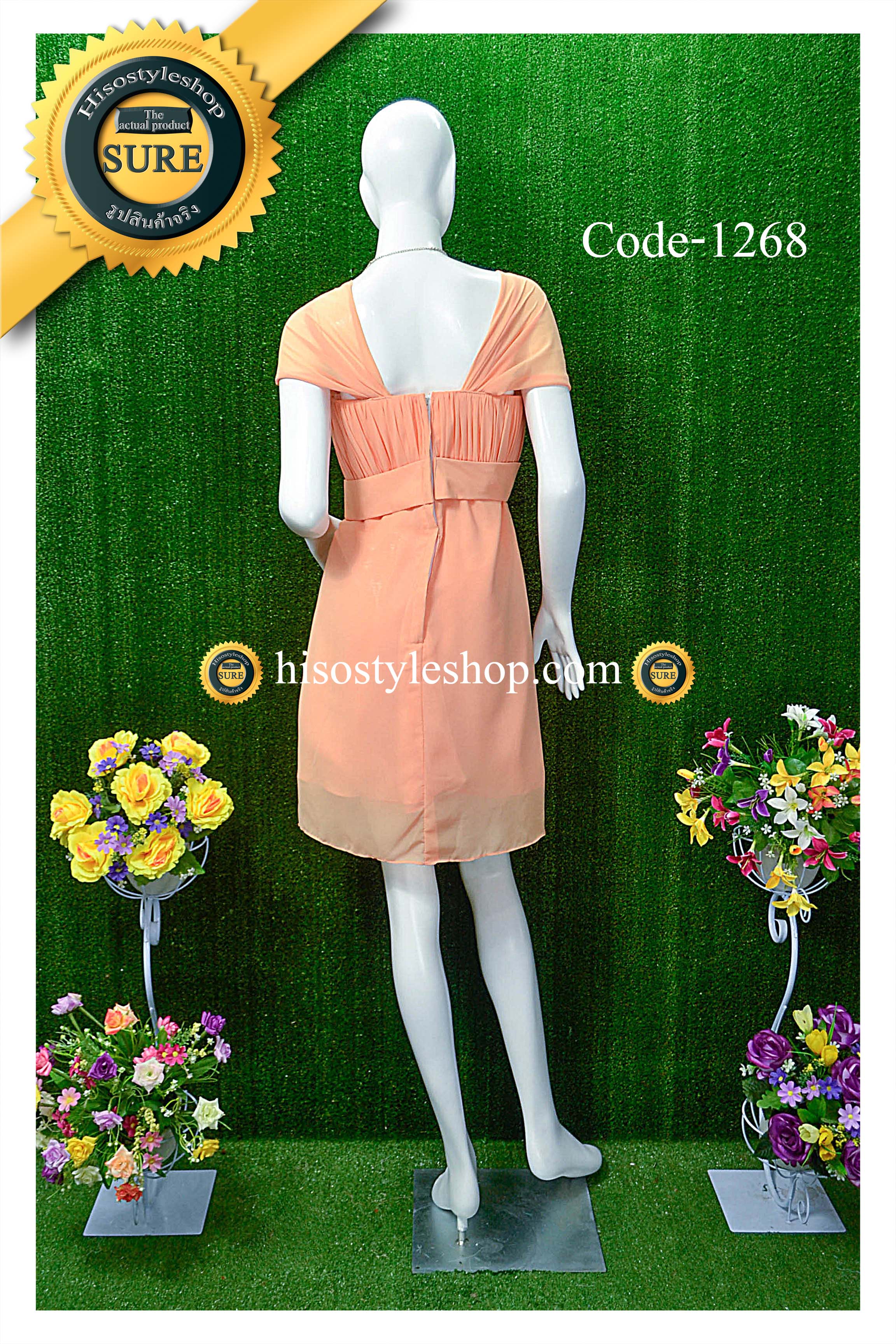 พร้อมส่ง Size L ชุดราตรีสั้น **สามารถใส่ได้7แบบ** ผ้าชีฟอง แต่งโบว์เข็มกลัดหัวใจที่เอว ซิปหลัง