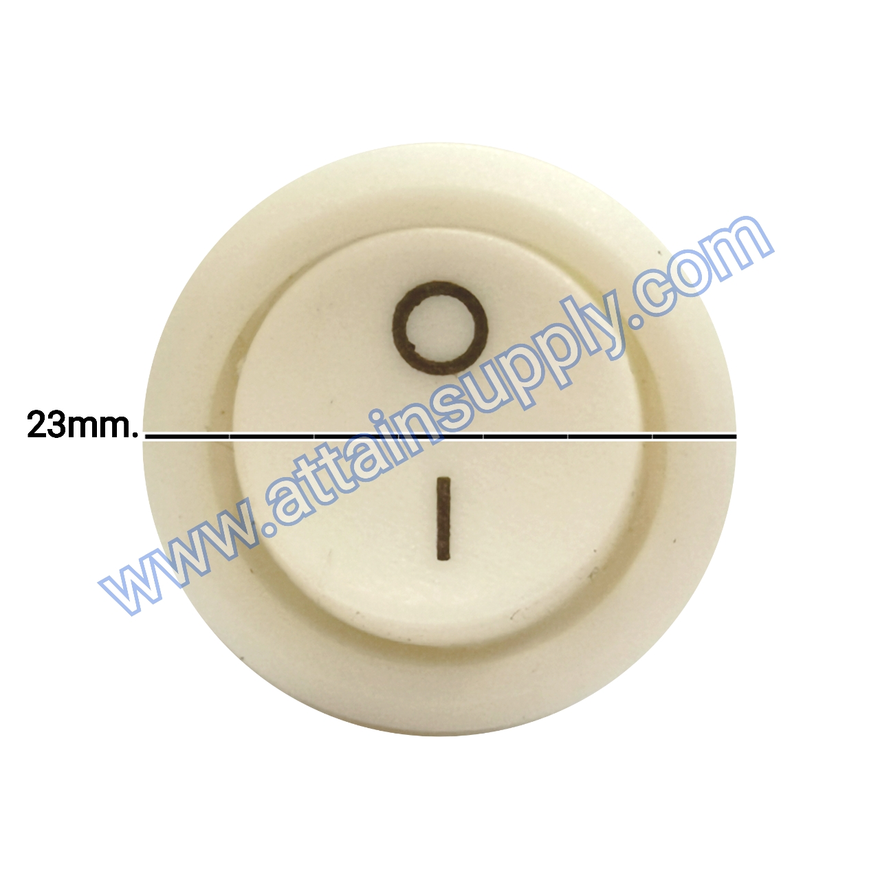 สวิทช์ IOกลม 2ขา ฐานกลม/ไม่มีไฟ-สีขาวครีม