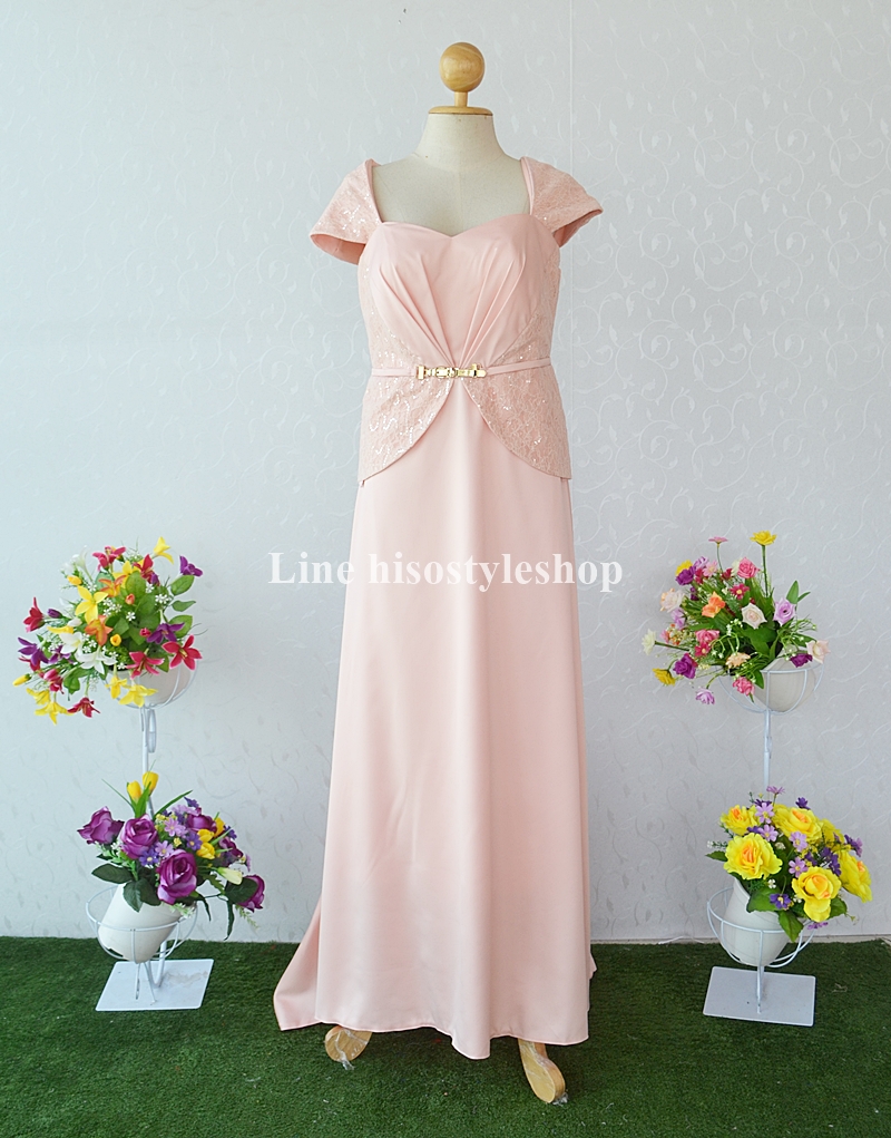 พร้อมส่ง Size 3XLชุดราตรียาว ผ้าซาตินเกาหลี เข็มขัดที่เอว เว้าหลัง กระโปรงหางปลา **ใส่เปนเกาะอกได้ด้วยนะค่ะ**