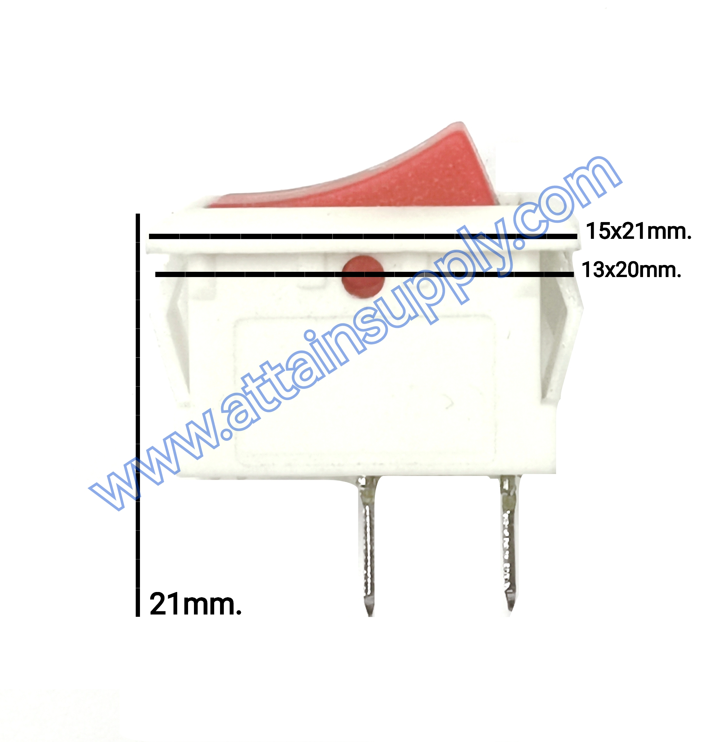 สวิทช์ IOเหลี่ยมเล็ก-ขาว 2ขา/ไม่มีไฟ-สีแดง