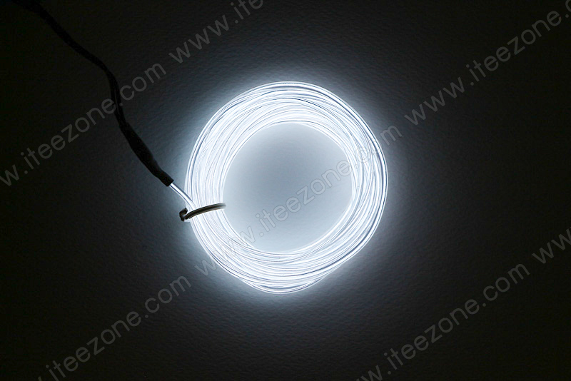 EL Wire 5 เมตร + รางถ่าน AA 2 ก้อน / สีขาว