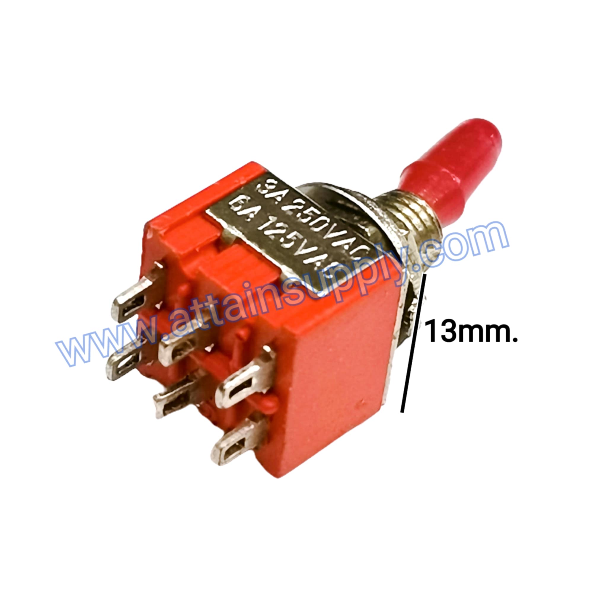 สวิทช์โยก ON-OFF 6ขา/รุ่นเล็ก สีแดง-แกนยางแดง