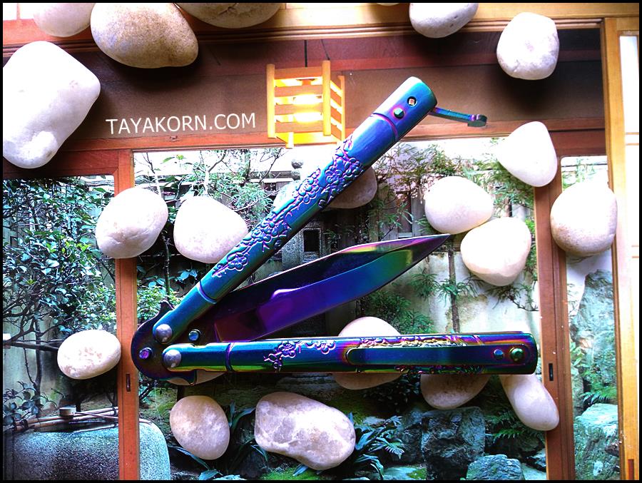 มีดควง เรนโบว์ซากุระบาลิซอง Rainbow Sakura Balisong Knife TKBS-SK55