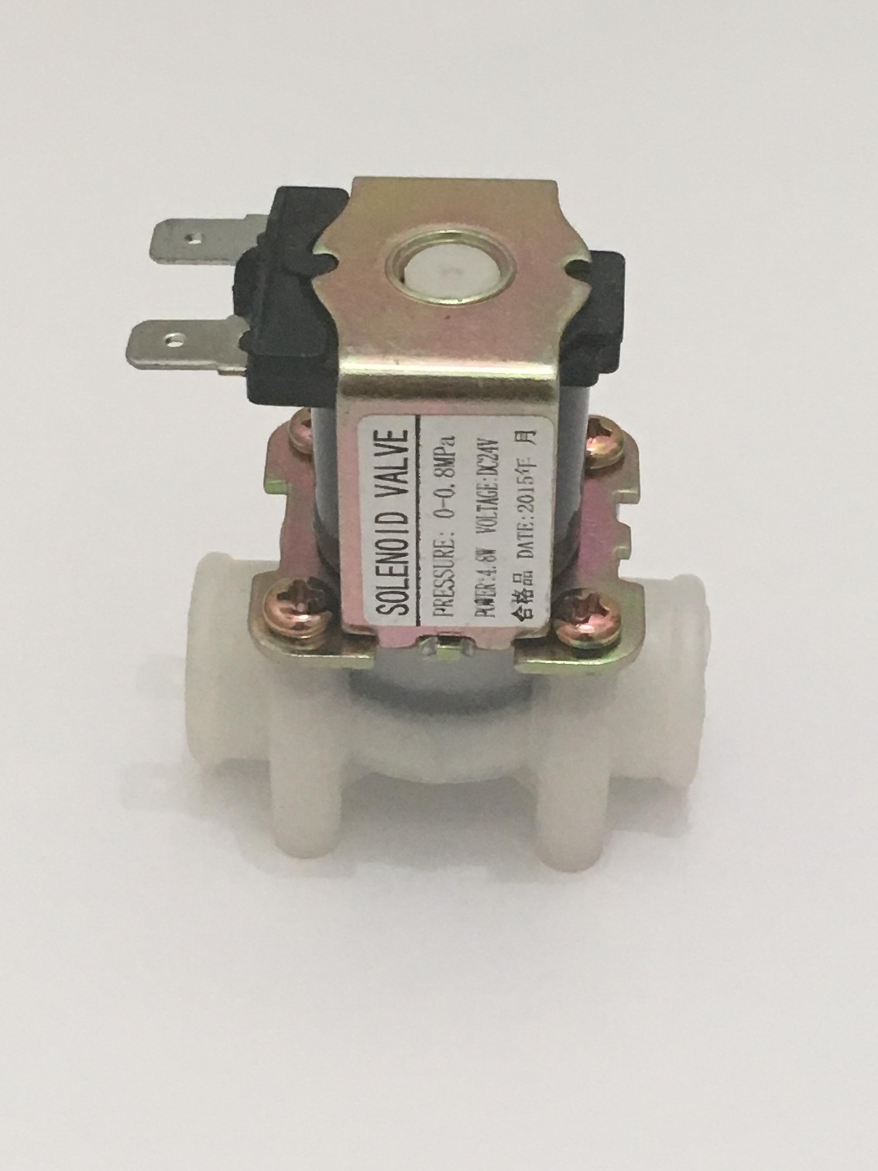 โซลินอยด์วาล์ว วาล์วไฟฟ้า วาวล์น้ำ วาล์วลม วาล์วพลาสติก N/C 24V DC 1/4" ( 2 หุน ) เกลียวใน แบบเสียบปลั๊ก