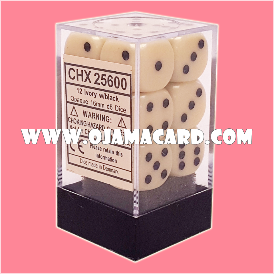 Chessex 16MM D6 Dice Block — Opaque : Ivory / Black「1 Dice」