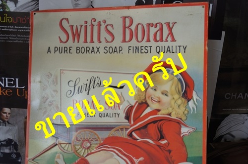 ป้ายอีนาเมล swift's borax ป้ายเก่าusa