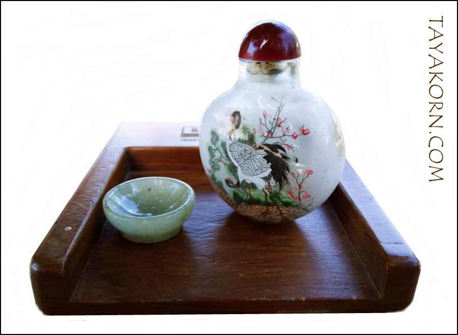 จานยานัตถ์พกพา (จานหยกใบเล็ก) personal snuff tobacco jade dish TKTJ-JS1A