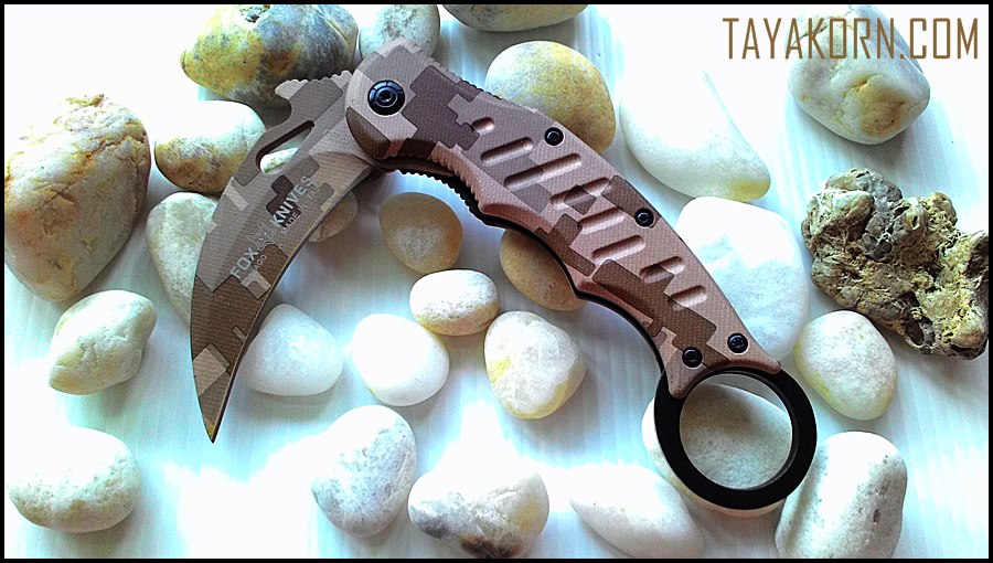 มีดคารัมบิตแอร์ฟ็อกเดสเสิร์ทคาโม่ Air Fox Desert Camo Karambit TKKB-AD2