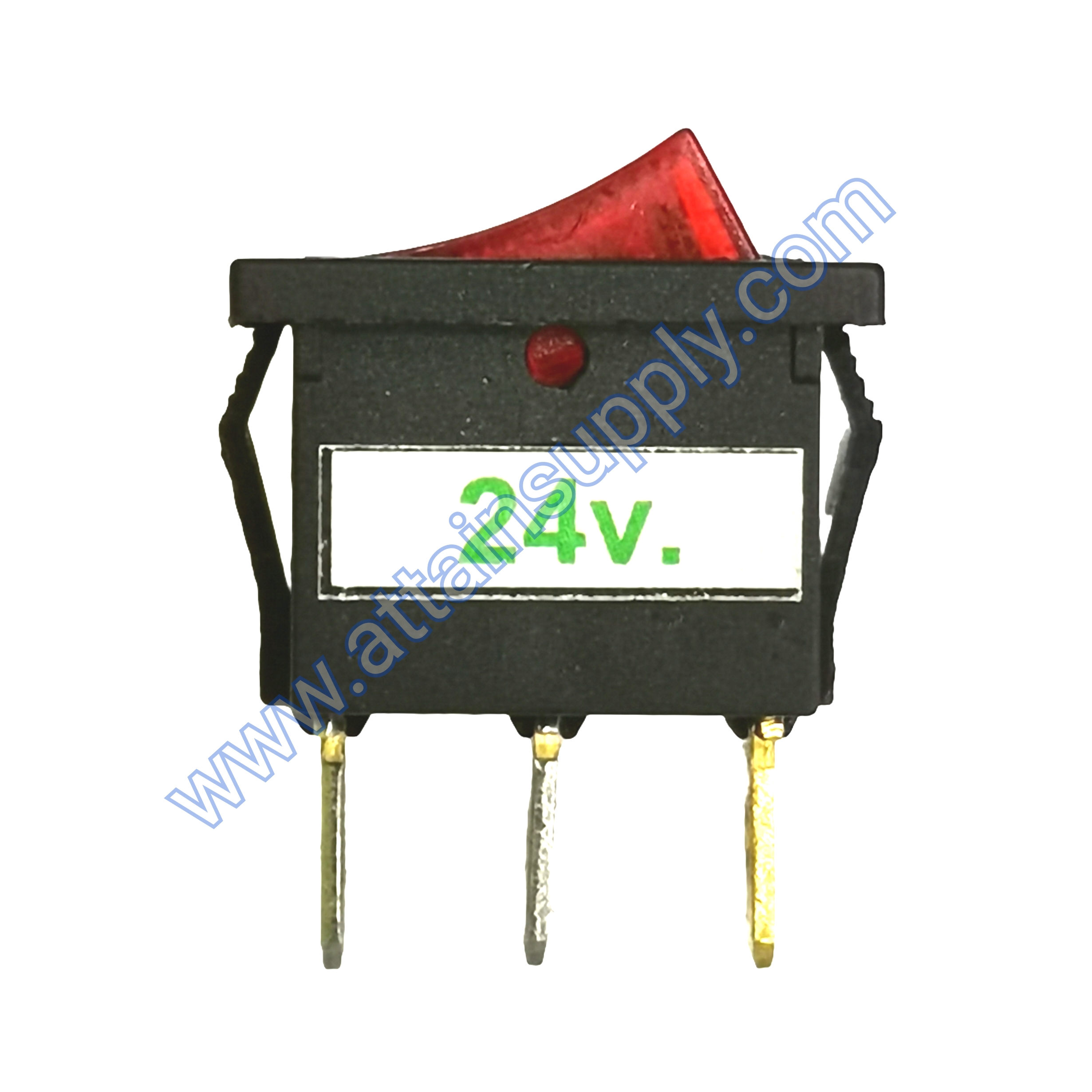 สวิทช์ IO เหลี่ยมเล็ก 24V./3ขา มีไฟ-สีแดง