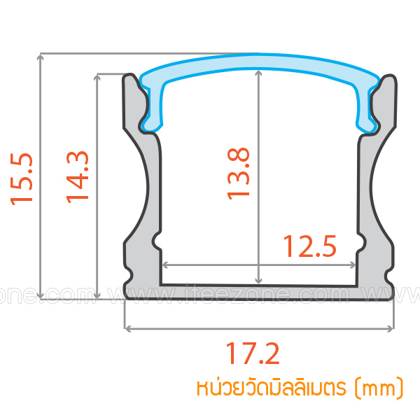 ราคาต่อ 1 เส้น ยาว 1 เมตร ราง U Deep 15mm + ฝาอะคริลิค รางไฟ Aluminium Profile รางอลูมิเนียม ใช้กับไฟเส้น LED รางไฟเส้น rail led track โพรไฟล์