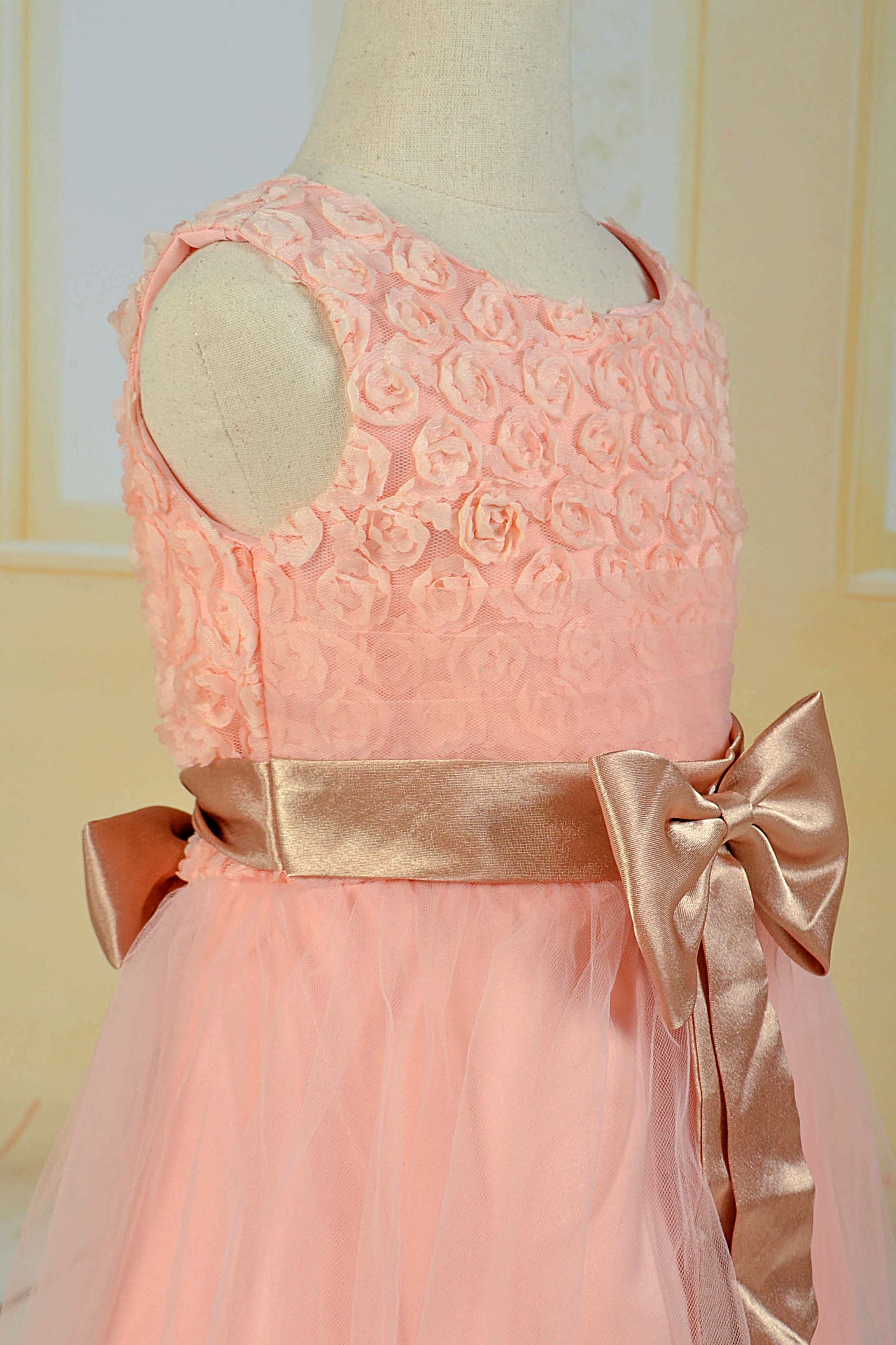 พร้อมส่ง Size 4 ขวบ ชุดราตรีเด็ก,ชุดออกงานเด็ก โบว์ทอง