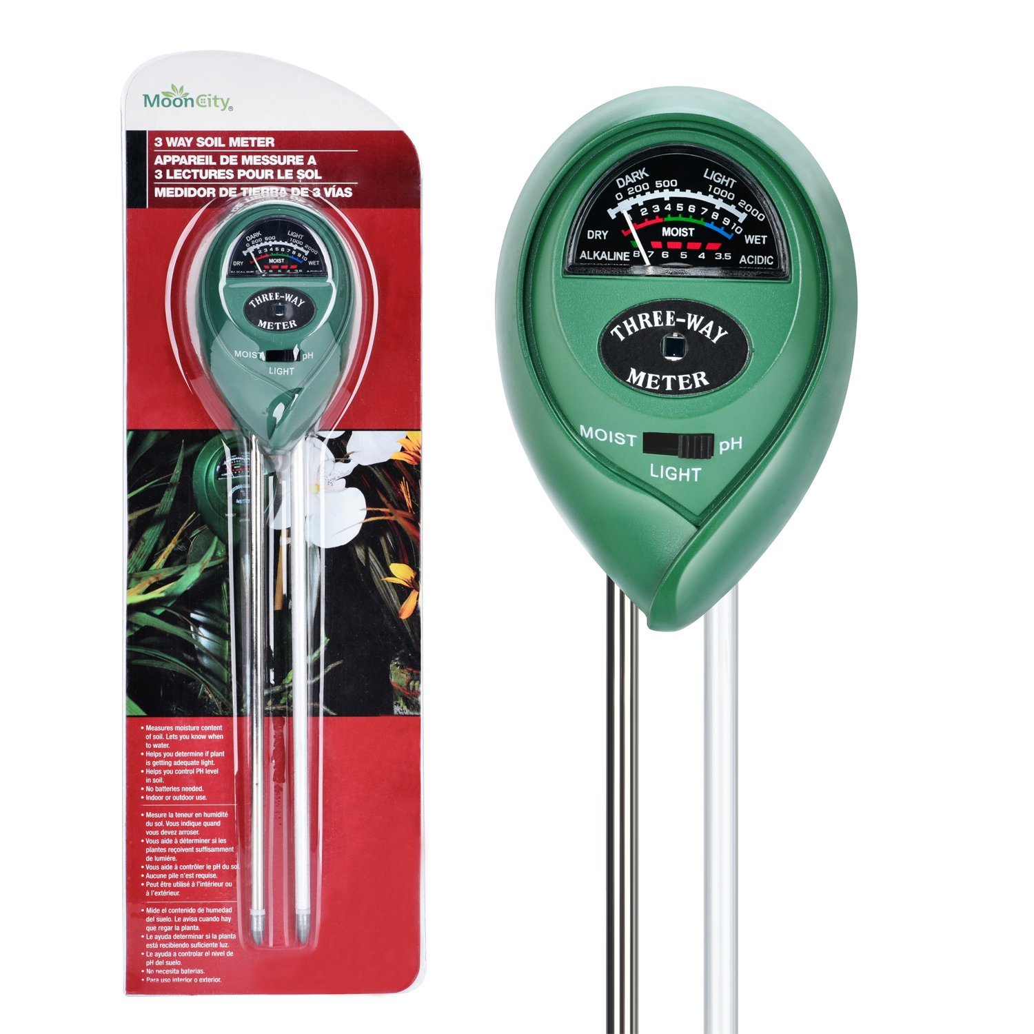 เครื่องวัดพีเอช PH เครื่องวัดอุณหภูมิ เครื่องวัดความชื้นในดิน Soil Meter PH ความเป็นกรด-ด่างความชื้นในดิน และความสว่าง 3 in 1 Soil PH Meter SKU-776