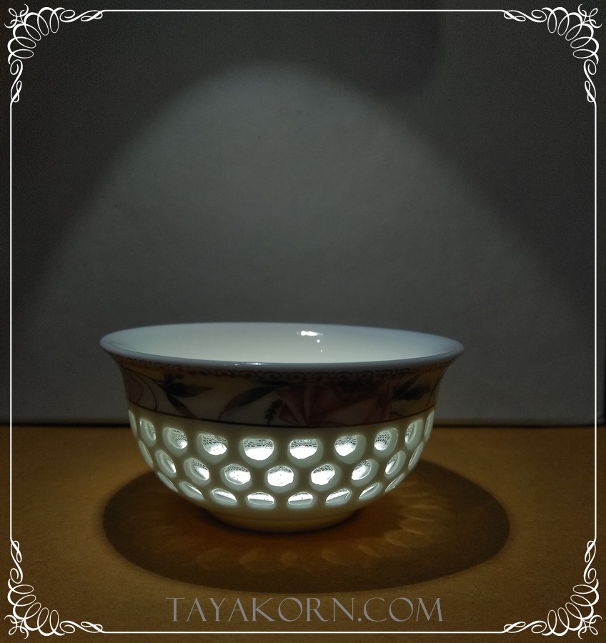 จอกชา ลายฉลุ บุปผาชาติชมพู