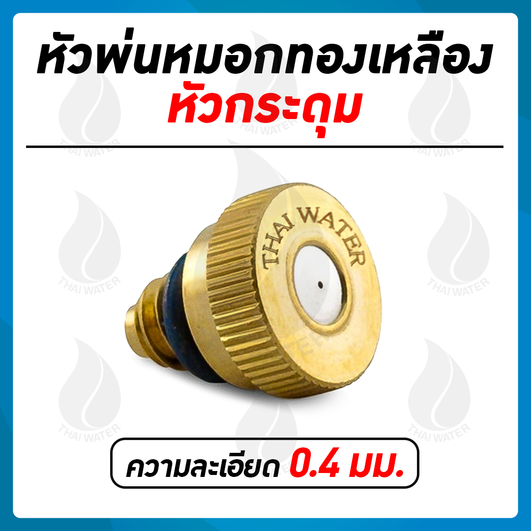 หัวพ่นหมอกทองเหลือง หัวพ่นหมอกกระดุม 0.4 มม. + ข้อต่อ 3 ทาง 6 มม. สีขาว