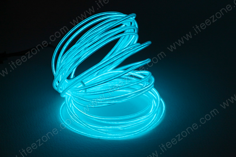 EL Wire 5 เมตร + รางถ่าน AA 2 ก้อน / สีไอซ์บลู