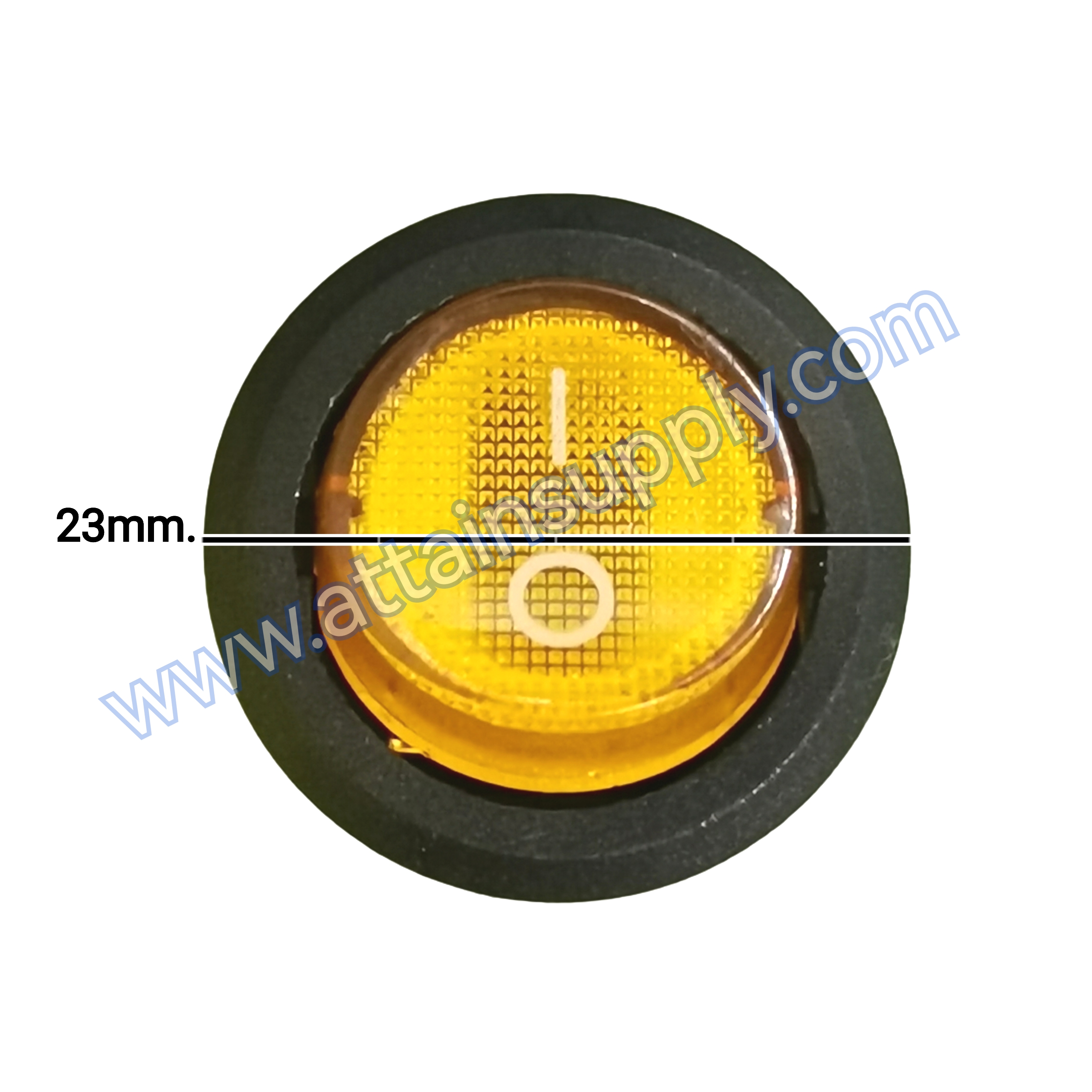 สวิทช์ IO กลม-ไฟเต็ม 220V./4ขา มีไฟ-สีเหลือง