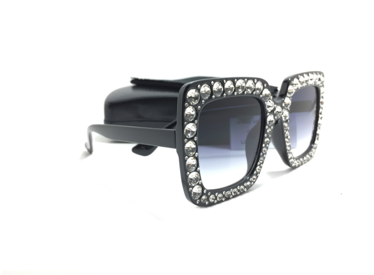 แว่นกันแดดแฟชั่นผู้หญิง Oversize Black Gray 5702 53-25 140 <ดำ>