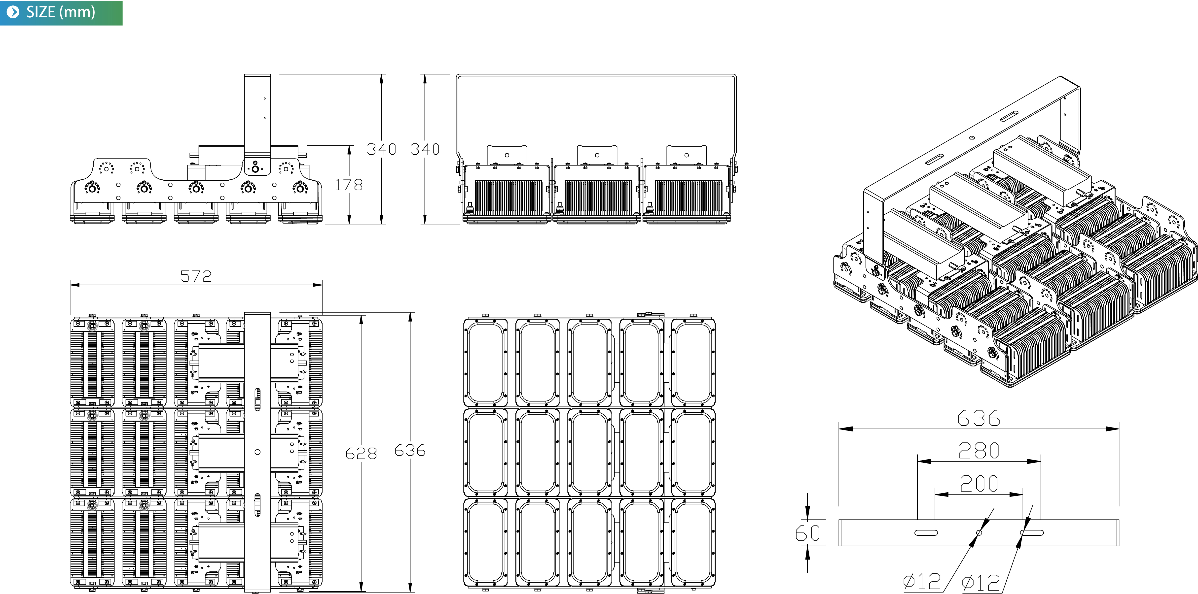 โคมไฟLED Flood Light 1000w - new series