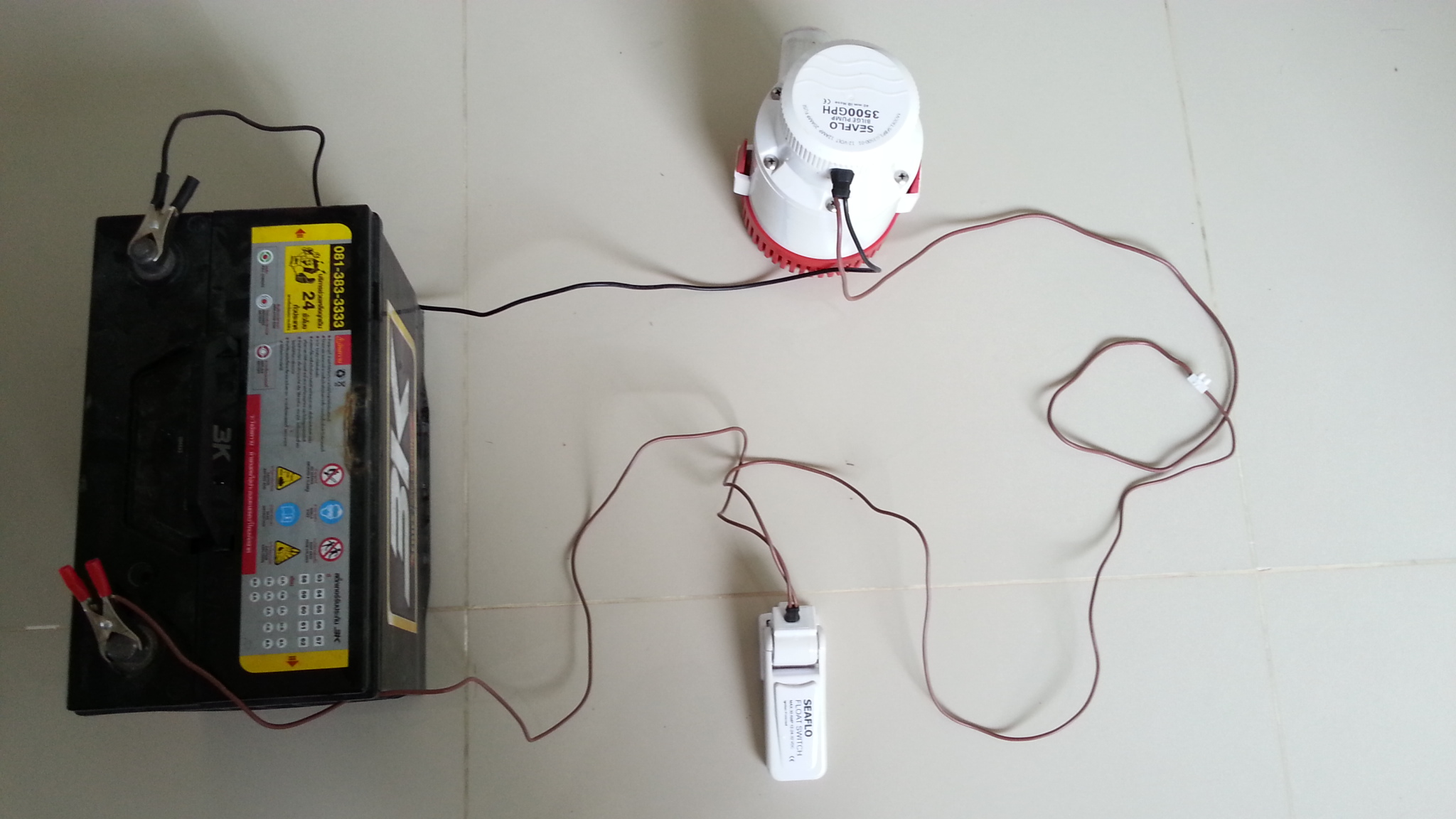 ปั๊ม DC 12V 3500 GPH + Float Switch