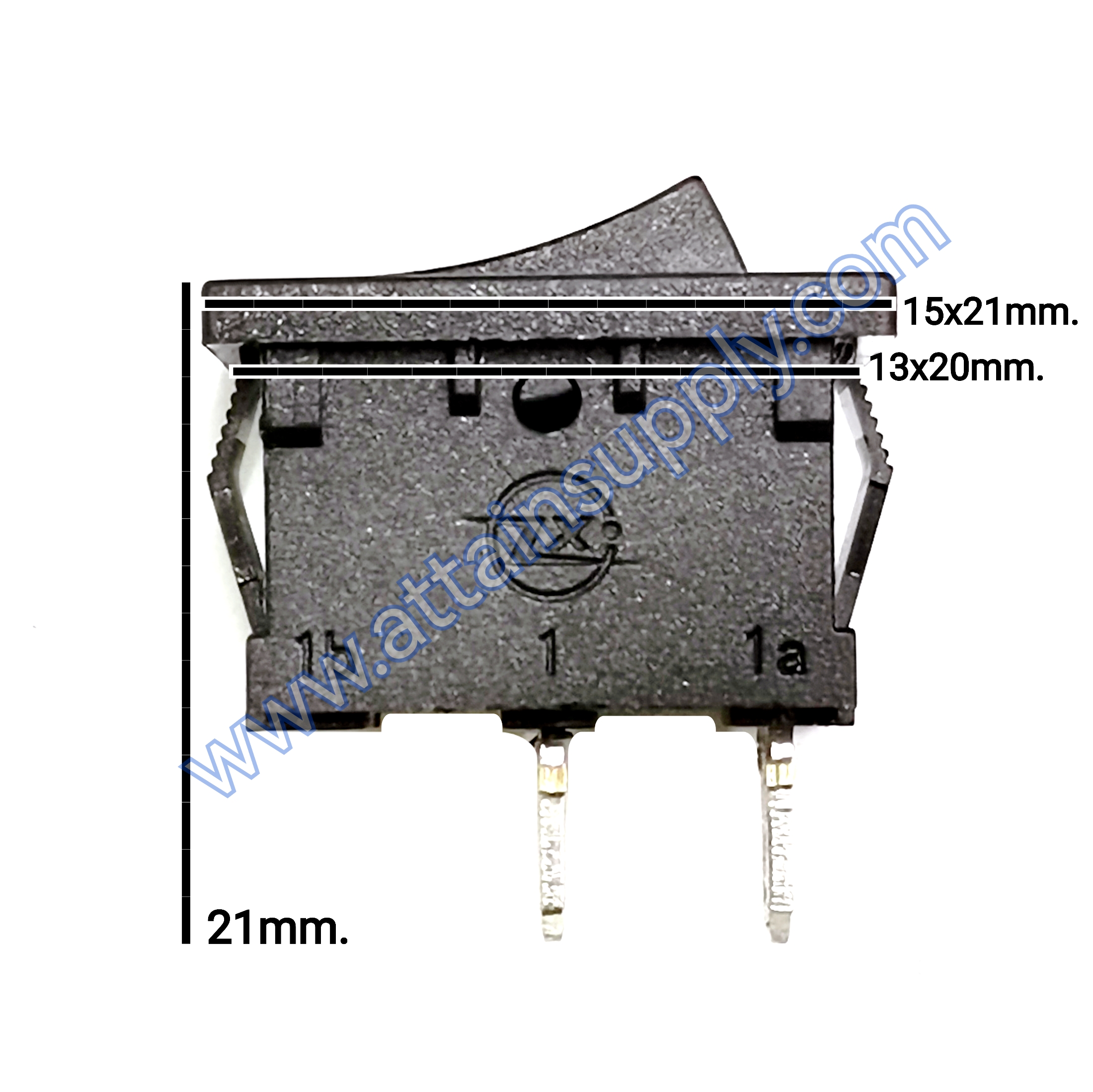 สวิทช์ IOเหลี่ยมเล็ก-หน้ามน 2ขา/ไม่มีไฟ-สีดำ