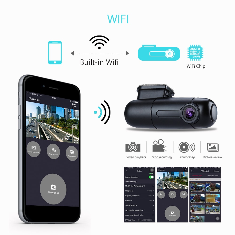 ใหม่! กล้องติดรถยนต์ ปี2019 BW1 คมชัดทั้งกลางวันและกลางคืน เลนส์ปรับได้ 360 องศา ชิป SONY IMX323 ของแท้ 100%