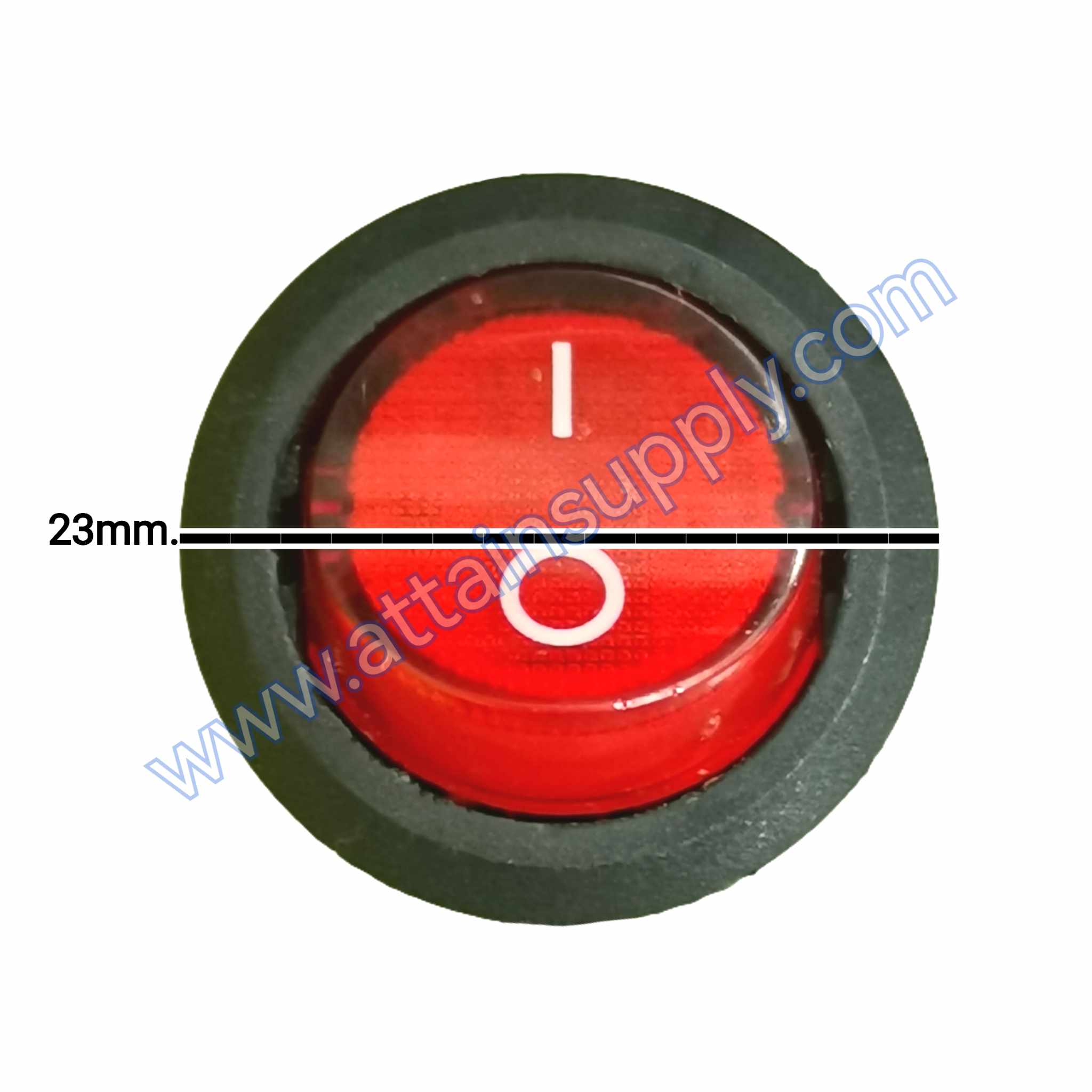 สวิทช์ IO กลม-ฐานกลม 220V./3ขา มีไฟ-สีแดง