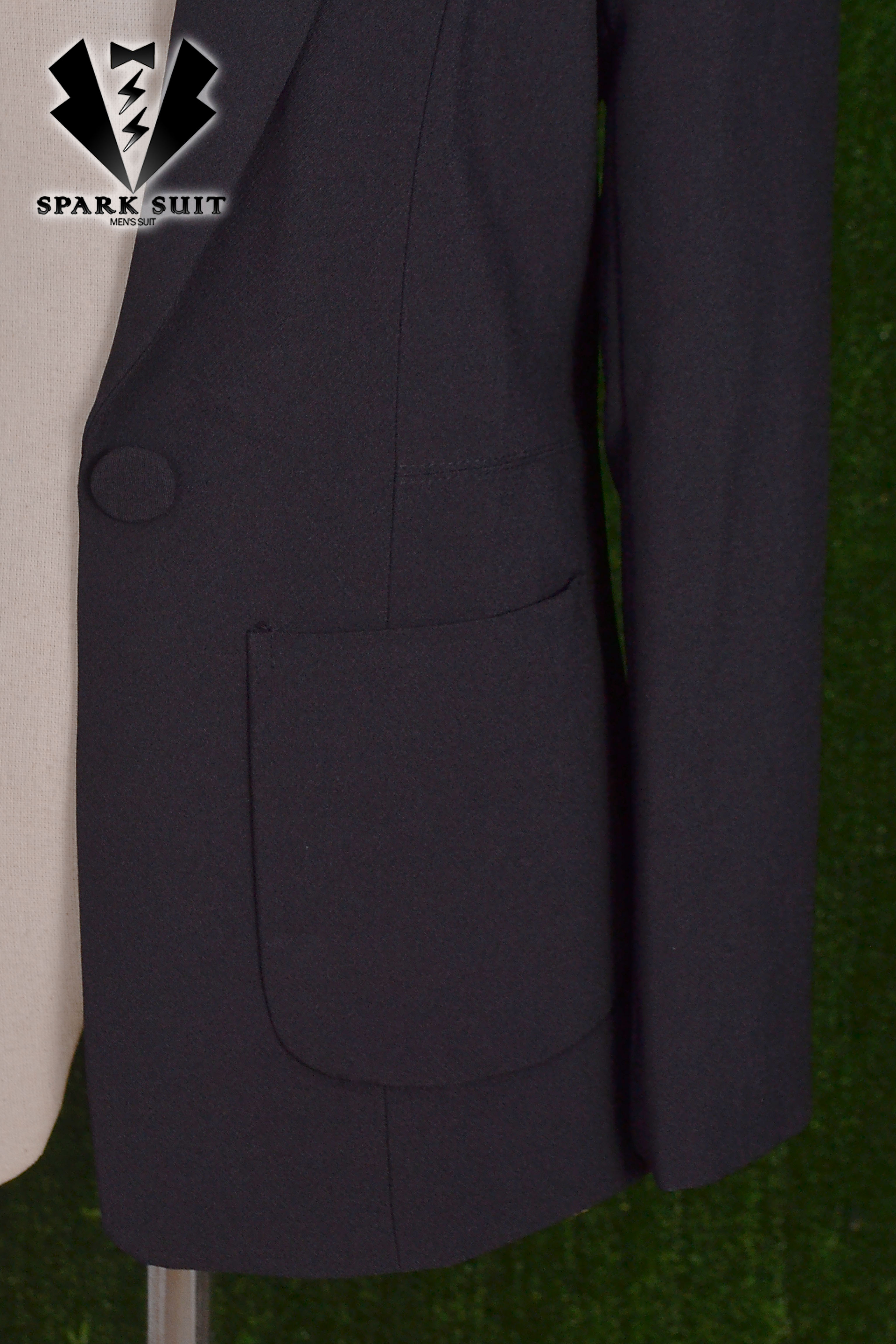 สูทผู้หญิง ผ้าฮานาโกะ มีน้ำหนัก กระเป๋าหน้า พร้อมส่ง สีดำ 3XL *แถมเข็มกลัด