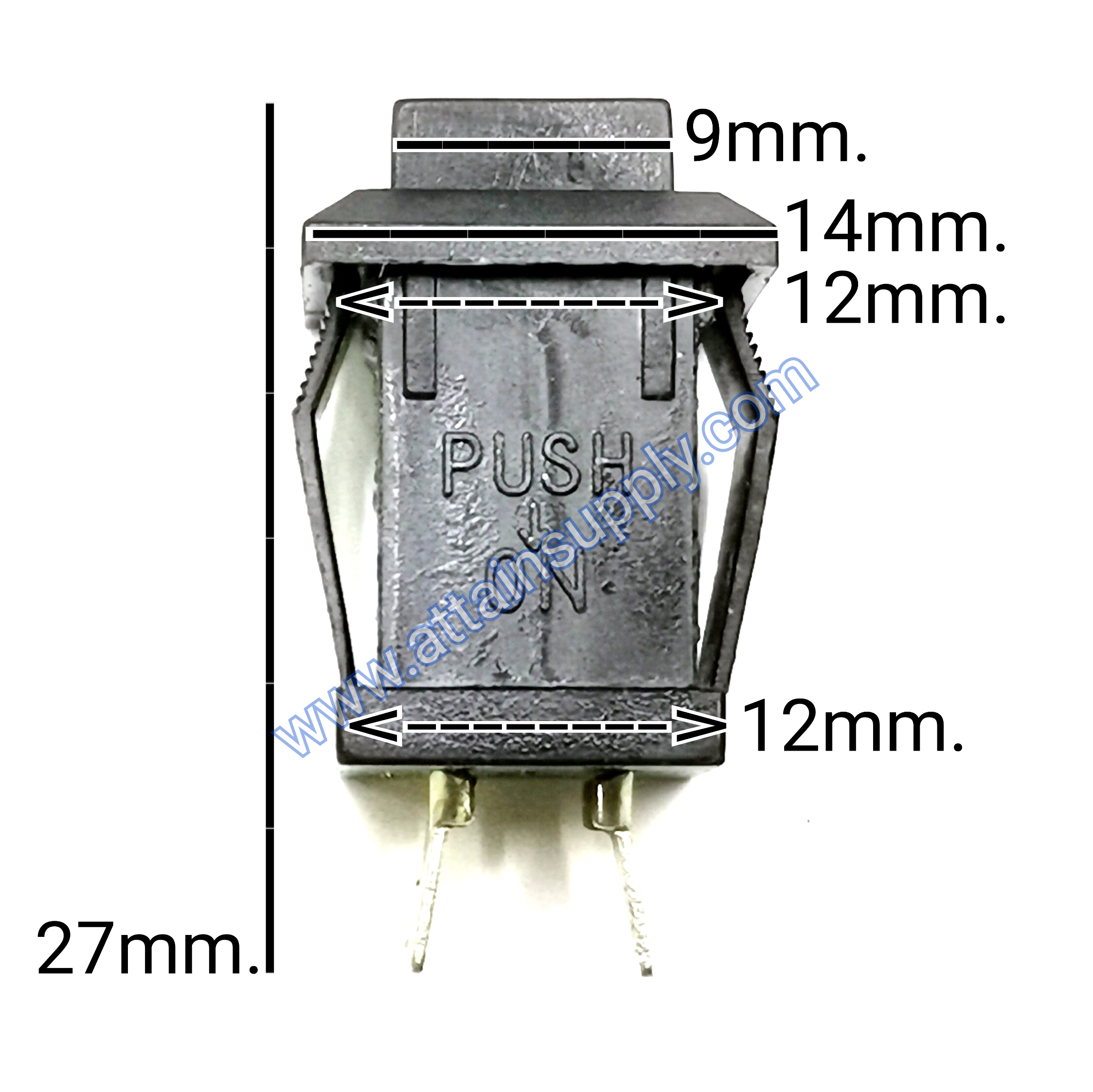 สวิทช์ กดติด-ปล่อยดับ/เหลี่ยมริมล็อค-สีดำ