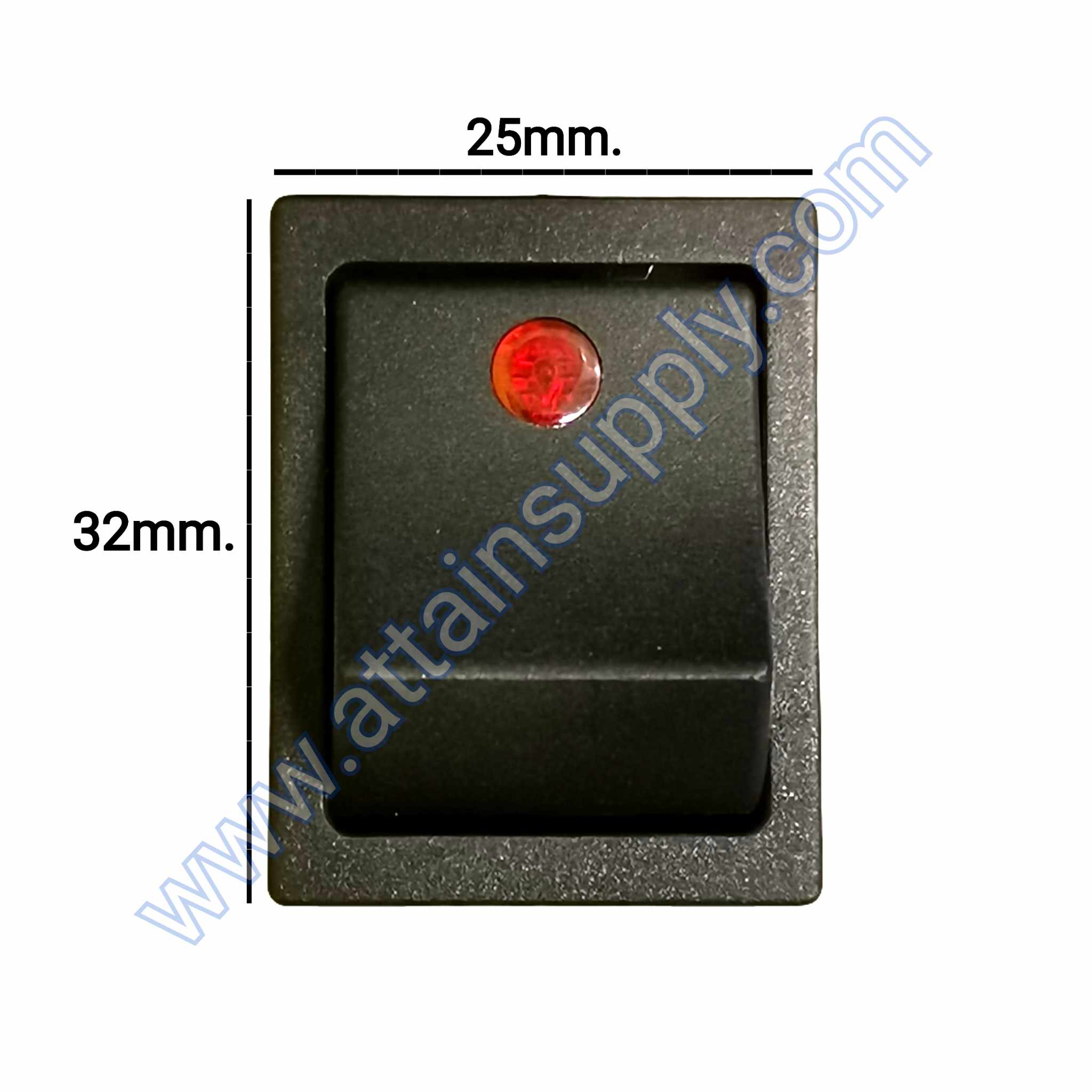 สวิทช์ ไฟจุด-เหลี่ยมใหญ่ 220V./4ขา มีไฟ-สีแดง