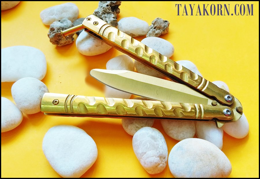 มีดซ้อมควง บาลีซองโกลเด้นธันเดอร์ GoldenThunder Balisong Trainer Knife TKBS-GT5TR