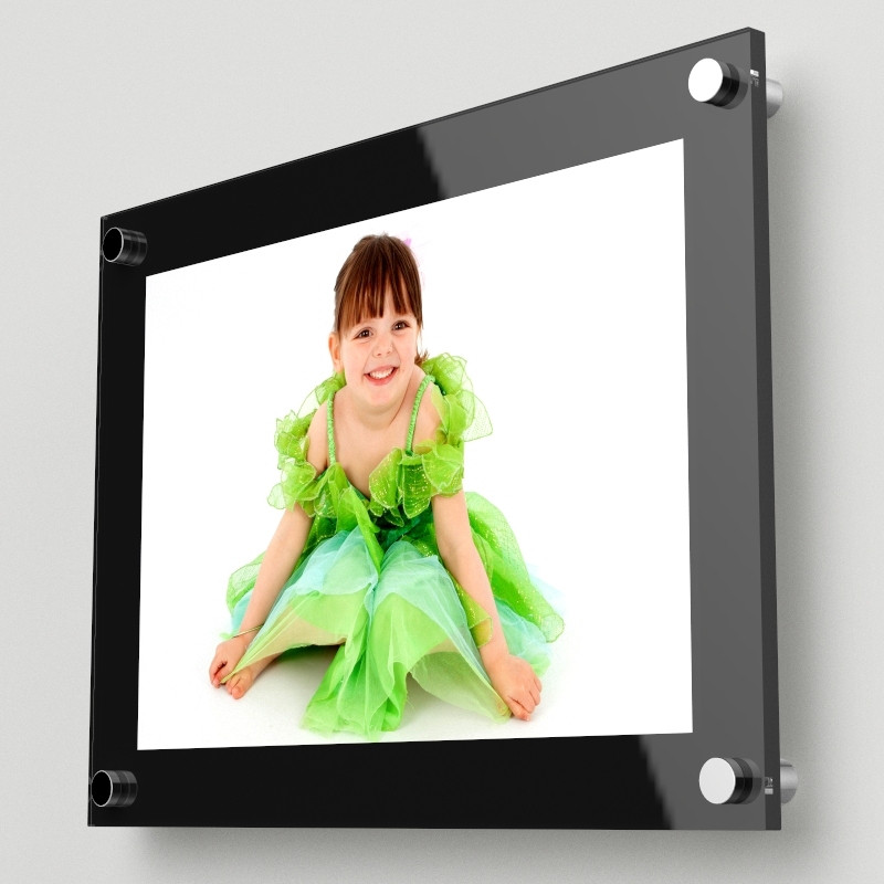 A2 กรอบรูปอะครีลิค ติดผนัง สีดำ - A2 Acrylic Wall Mounted Photo Frame. 48x66cm. ดำ ชุด