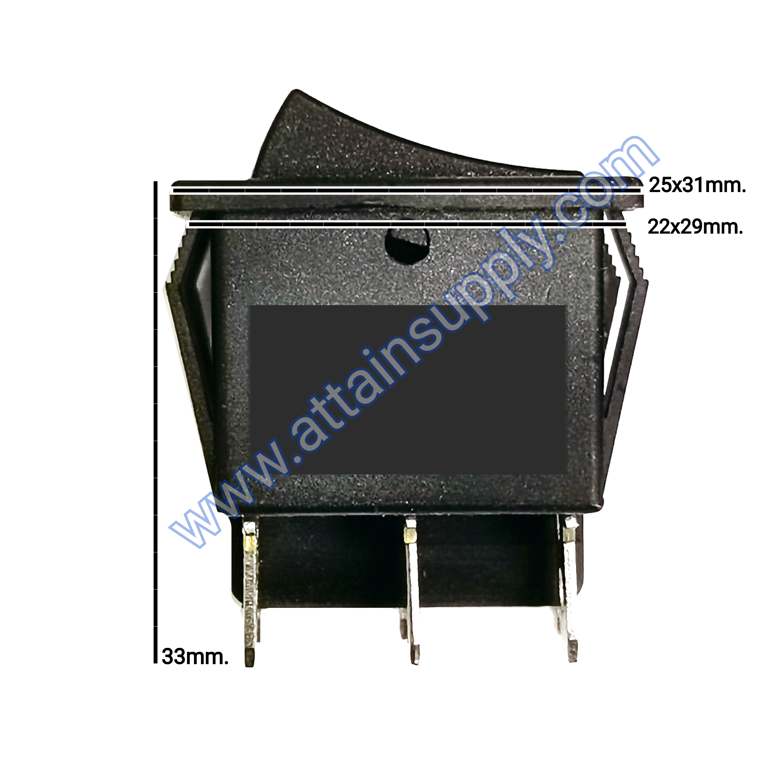 สวิทช์ IO แบบคู่ เหลี่ยมใหญ่ 6ขา/ไม่มีไฟ-สีดำ