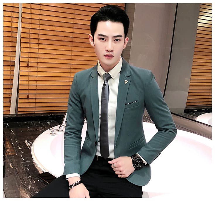 เสื้อสูทเกรด A สีเขียว ผ้าคอตตอน L